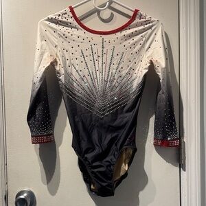 Ozone adult large Elegant Black and Cream Leotard with Red Accents